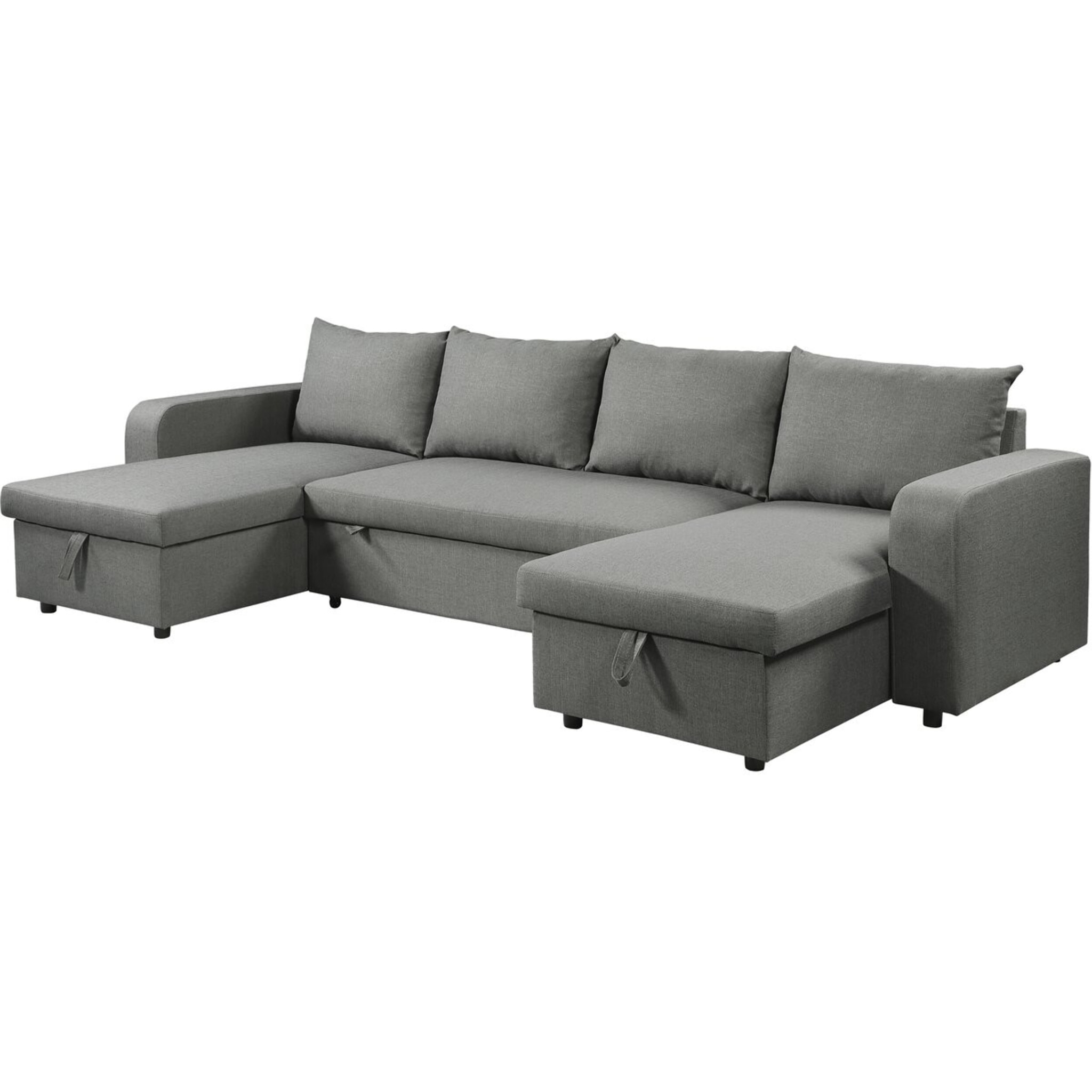 Canapé d'angle panoramique convertible en tissu "Victor" - 4 places - Gris