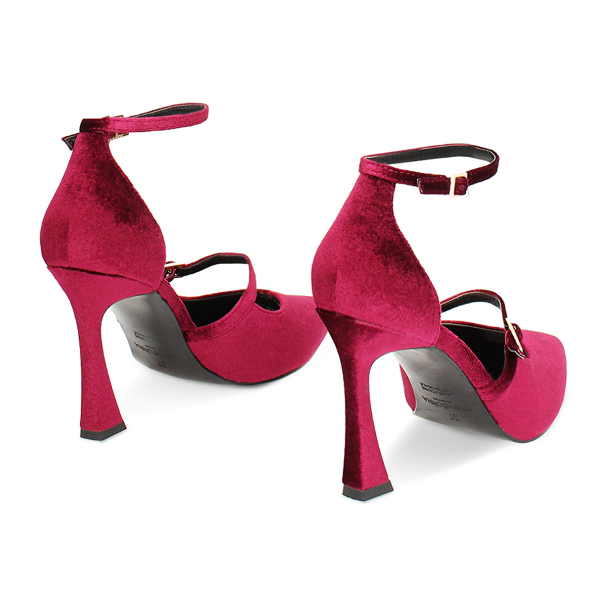 Open shank bordeaux in velluto, tacco 9,5 cm