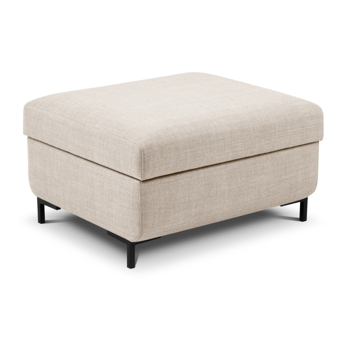 Pouf avec coffre "Yanis" en tissu structurel beige