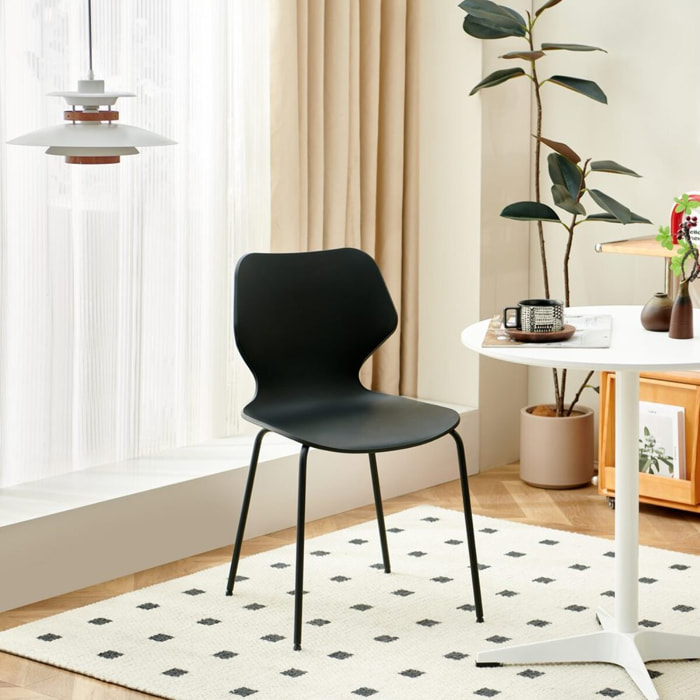 Set da 4 sedie moderne nere con gambe nere - Selene
