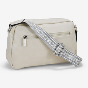Bolso bandolera beige con asa étnica
