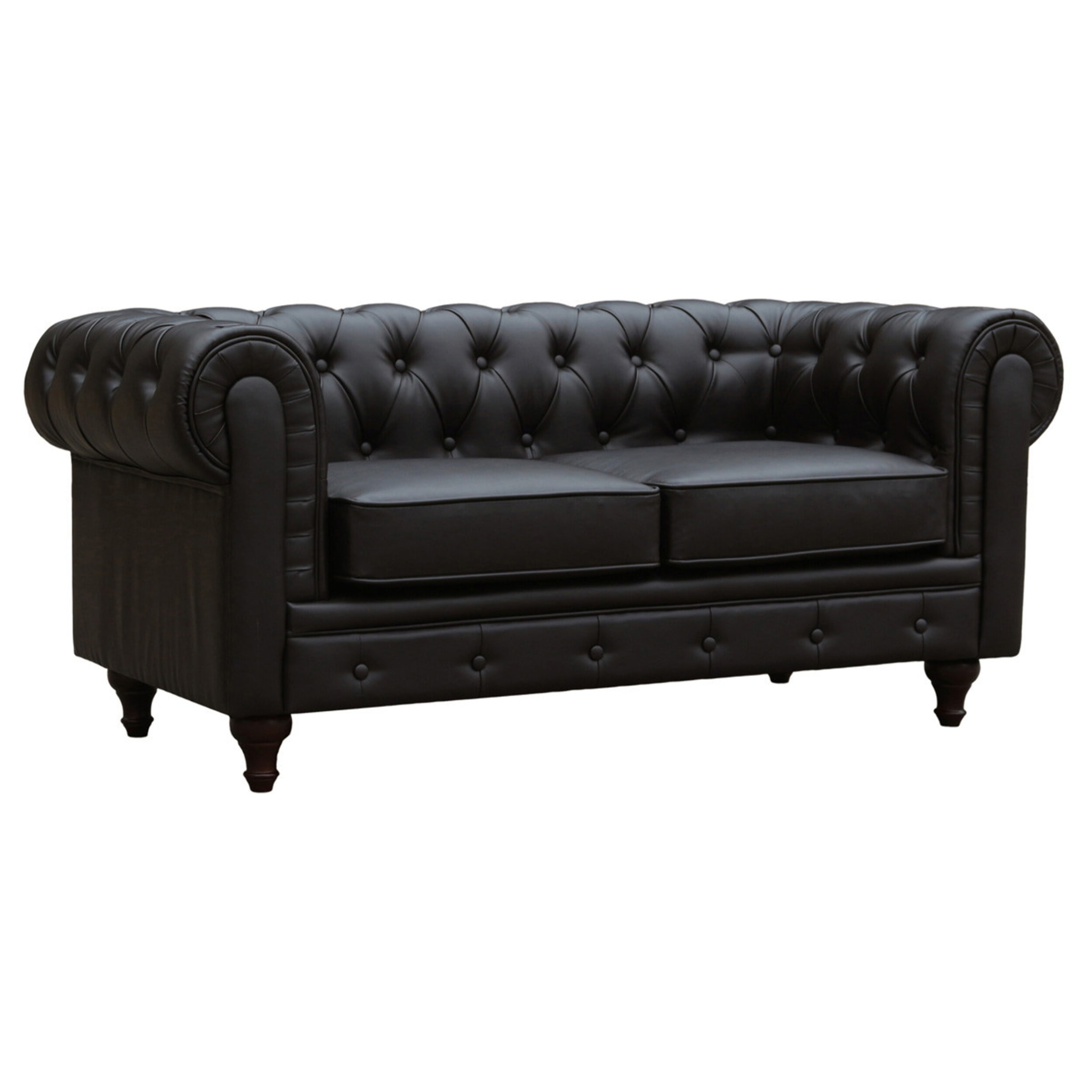 Canapé fixe Chesterfield "Aliza" - 157 x 82 x 70 cm - 2 places - Marron