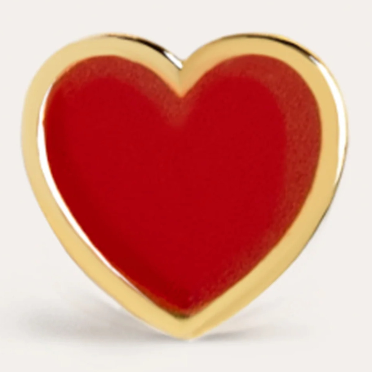 Orecchino singolo Heart Red Enamel Argento Placcato Oro