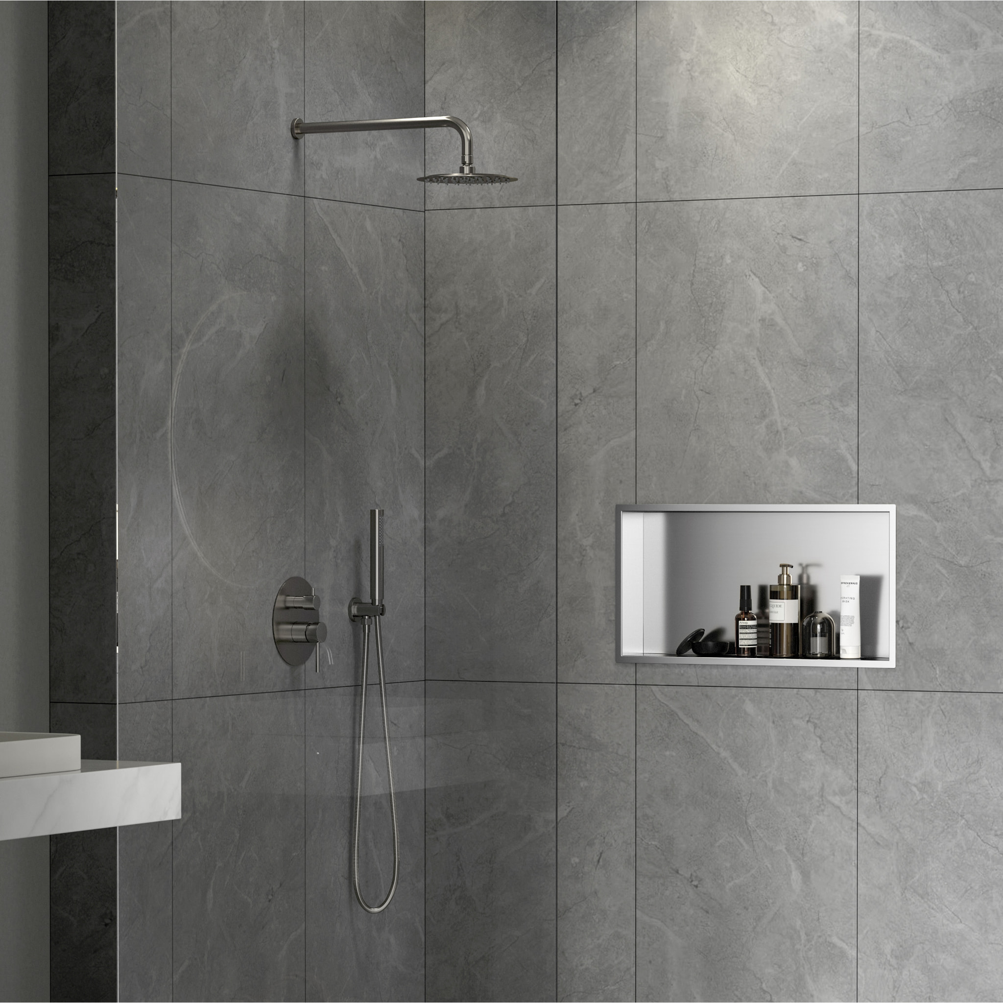 Timeless Niche de Douche à encastrer, Acier Inoxydable 304, 60x30x10cm, Chrome brossé