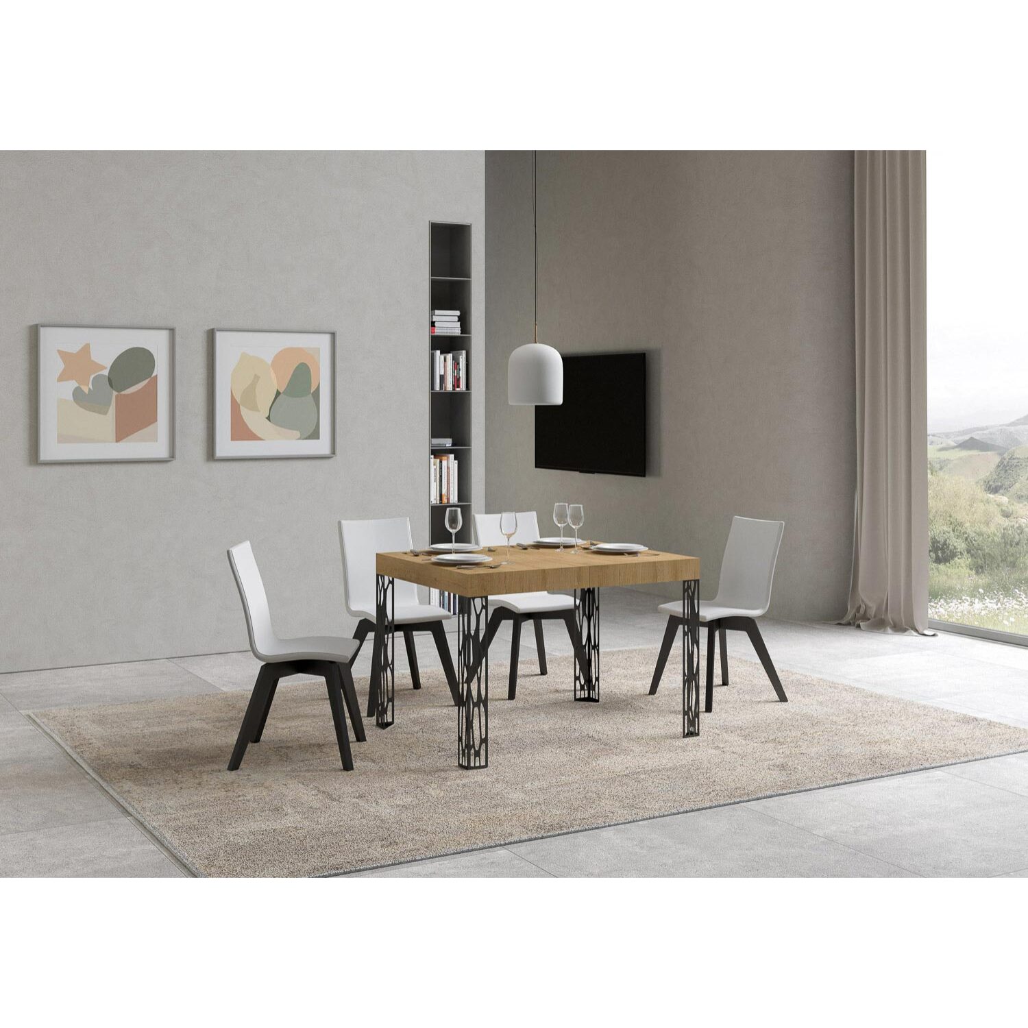 Mesa extensible 70x110/194 cm Ghibli Roble Natural estructura Antracita