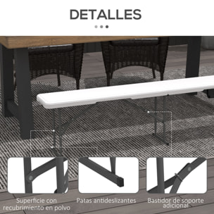 Banco de Jardín Plegable Banco Exterior de 3 Plazas con Marco de Acero Carga 360 kg para Patio Terraza Balcón Camping 183x28x43 cm Blanco