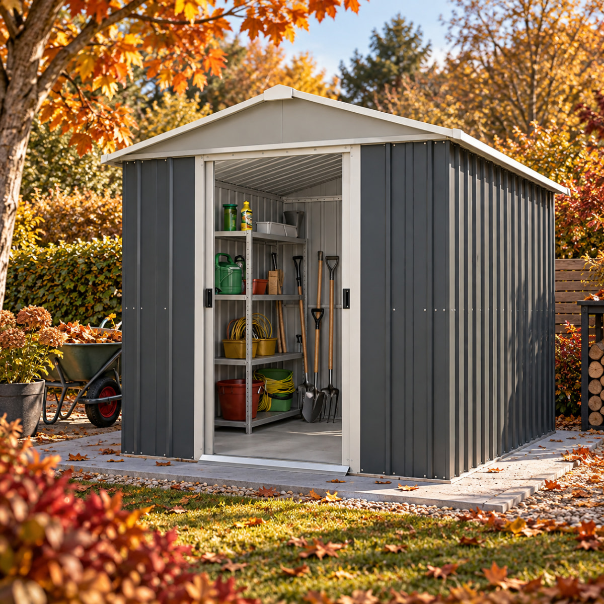 Abri de jardin métal anthracite Yardmaster 2,3 m² + kit d'ancrage