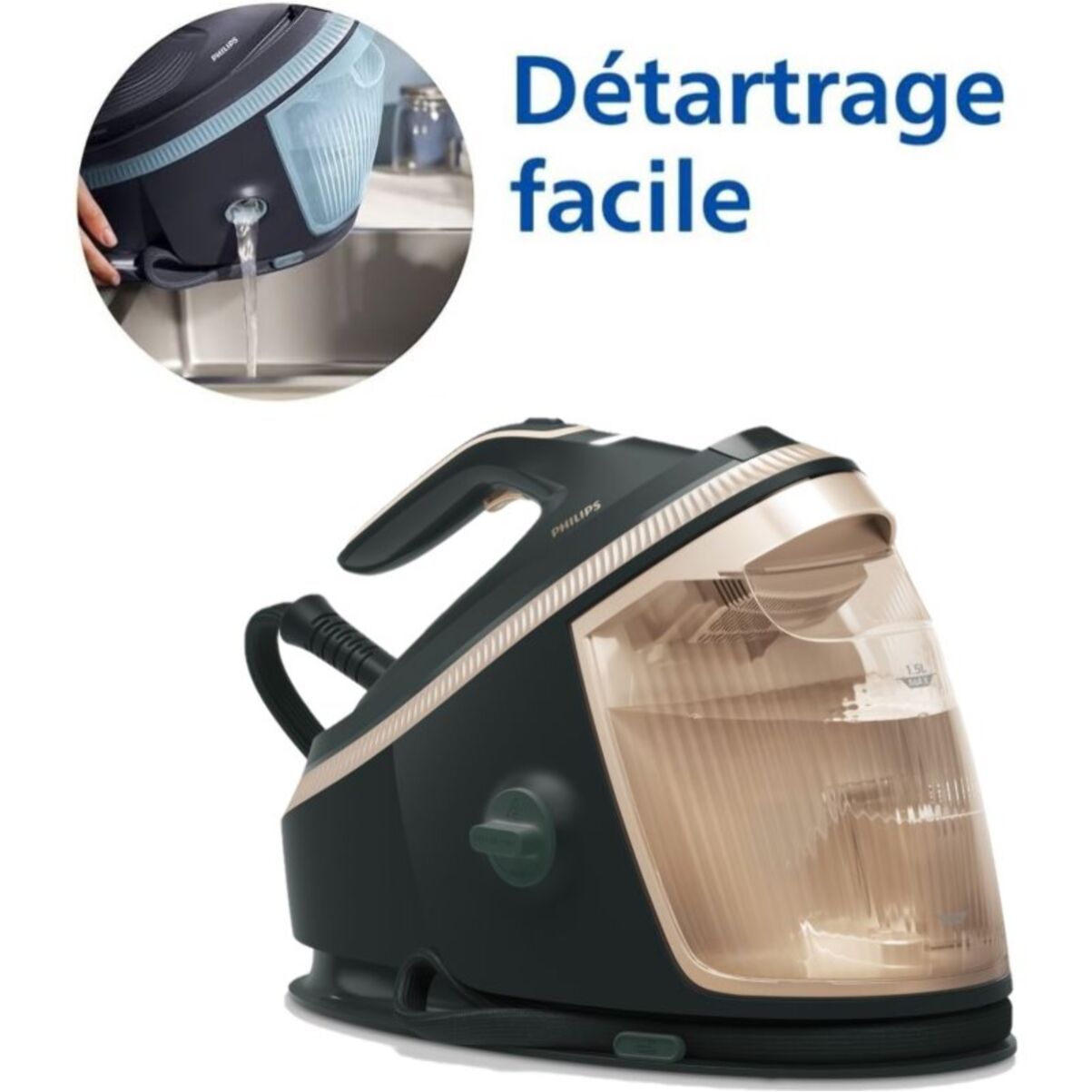 Centrale vapeur PHILIPS PSG7300/70 vert et doré 1,5L