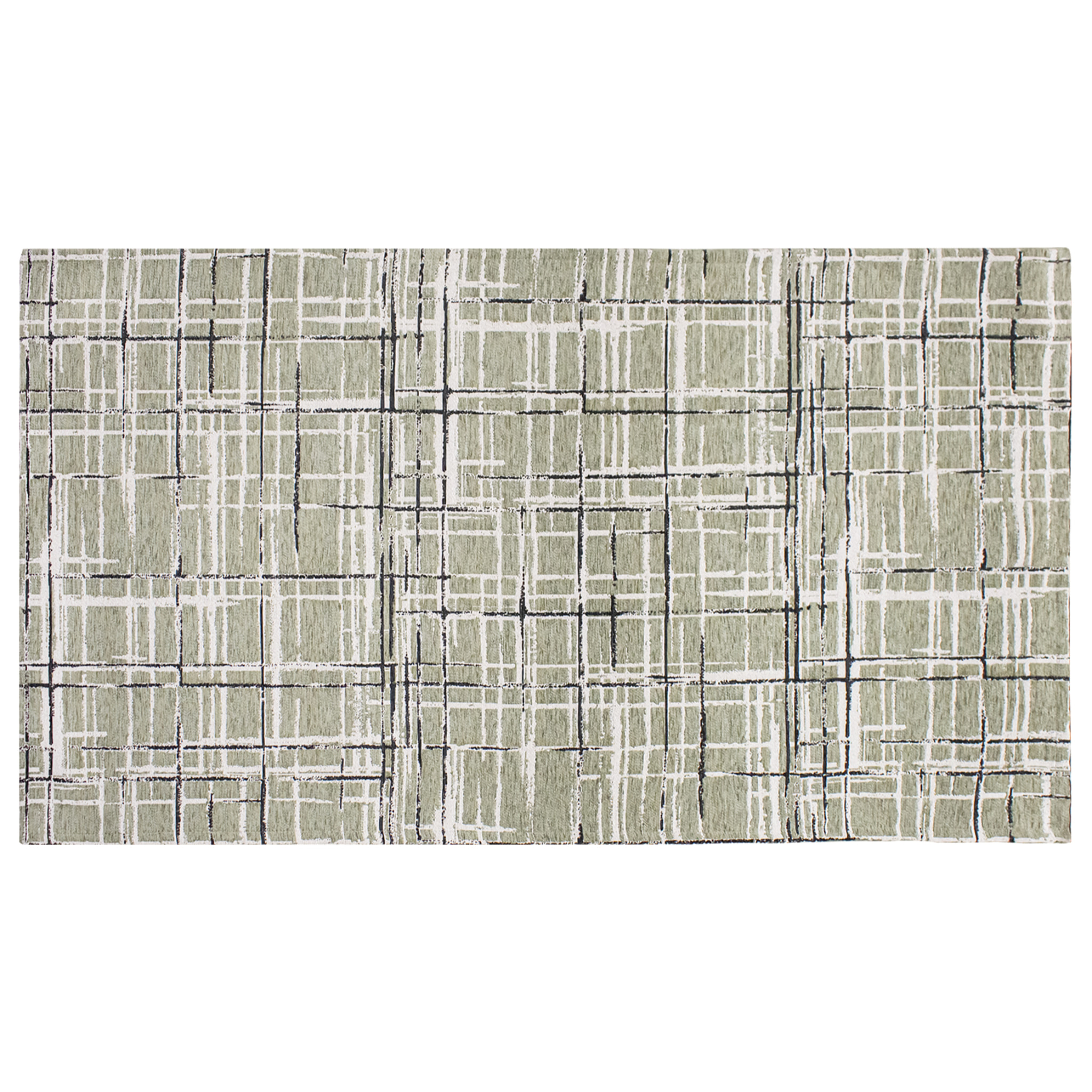 TAPPETO ARREDO GRAFFIATO VERDE CENERE CON FONDO ANTISCIVOLO