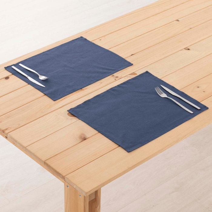 Lot de 2 sets de table imperméables et anti-taches 100% lin Nuit bleue 45x35 cm