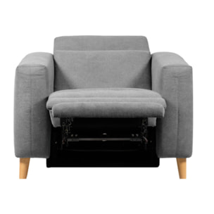 Fauteuil électrique relax tissu et pieds en bois - MARCO