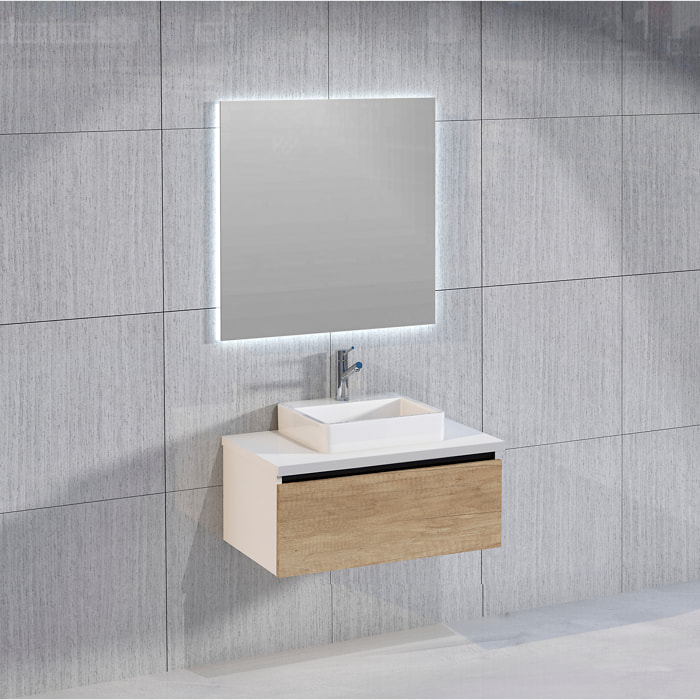 Miroir de salle de bain lumiére led périmetral Alday, 80x80cm