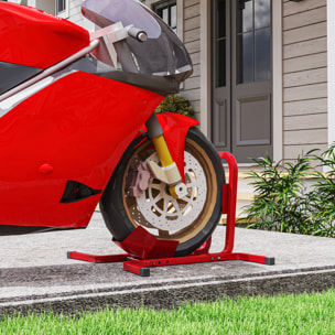 Caballete de Moto, Carga 250 kg, Soporte para Rueda Delantera de Moto Ajustable en 3 Niveles de Metal Robusto, para Ruedas Ë†â€¦43, 48, 53 cm, Rojo