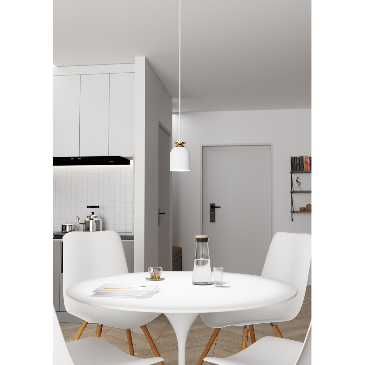 Lampada a sospensione Target in acciaio bianco e oro