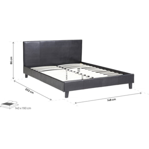 Lit "Lina" - 140 x 190 cm - Noir