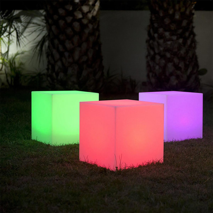 Cube lumineux sans fil LED multicolore CARRY H40CM