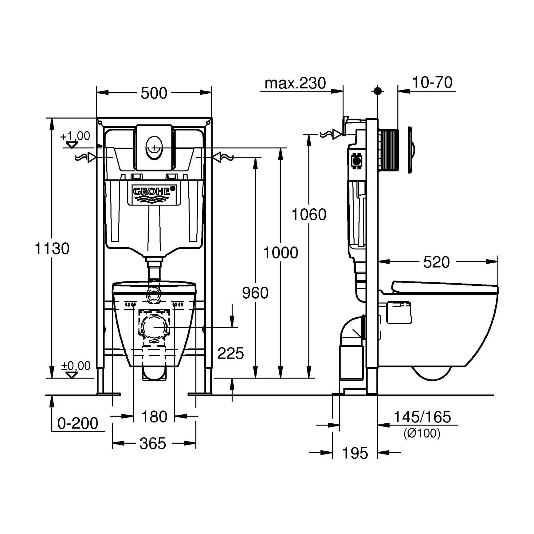 GROHE Pack WC suspendu Rimless Solido autoportant