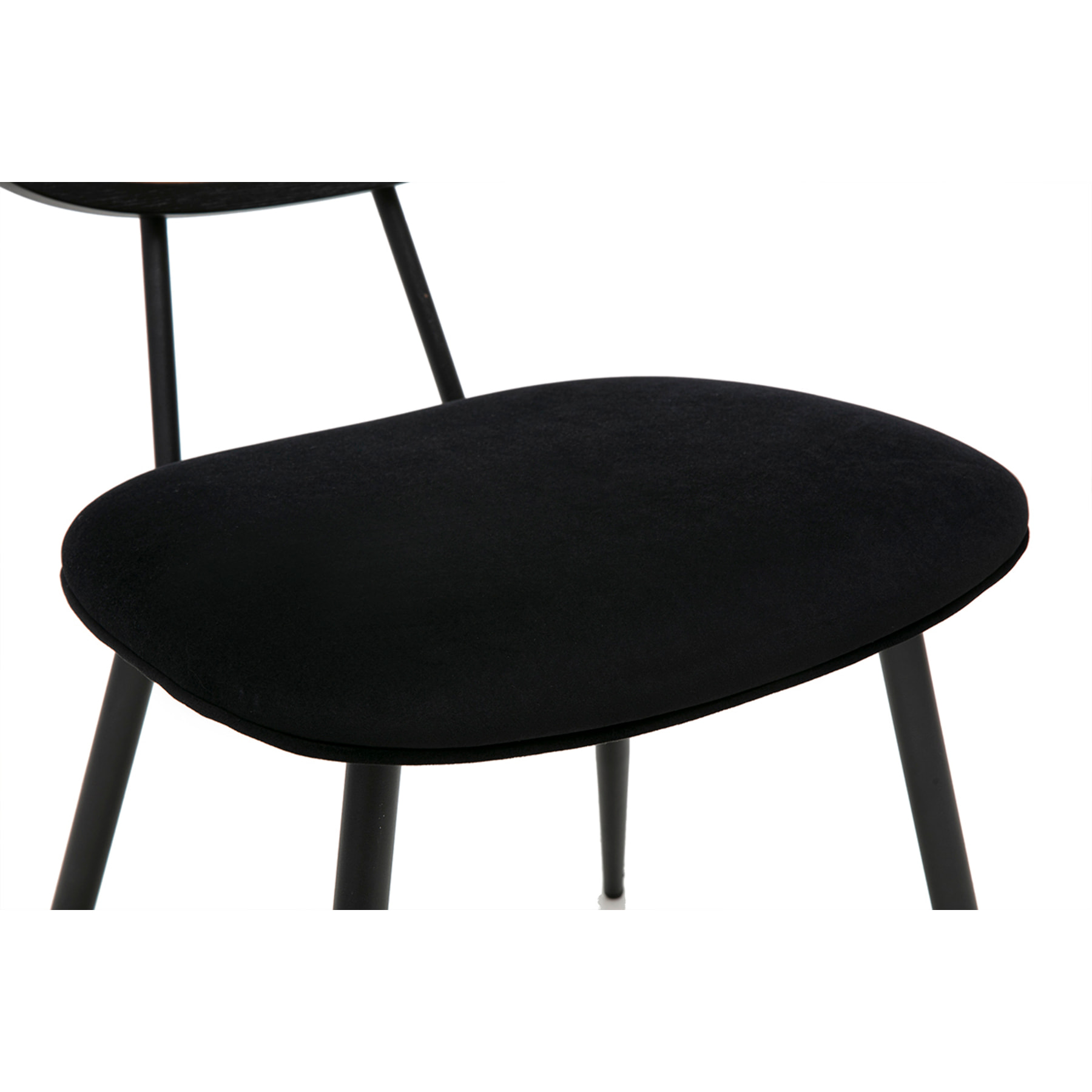 Chaises design noires en tissu velours, métal et cannage rotin (lot de 2) SWANN