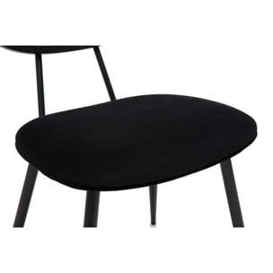 Chaises design noires en tissu velours, métal et cannage rotin (lot de 2) SWANN