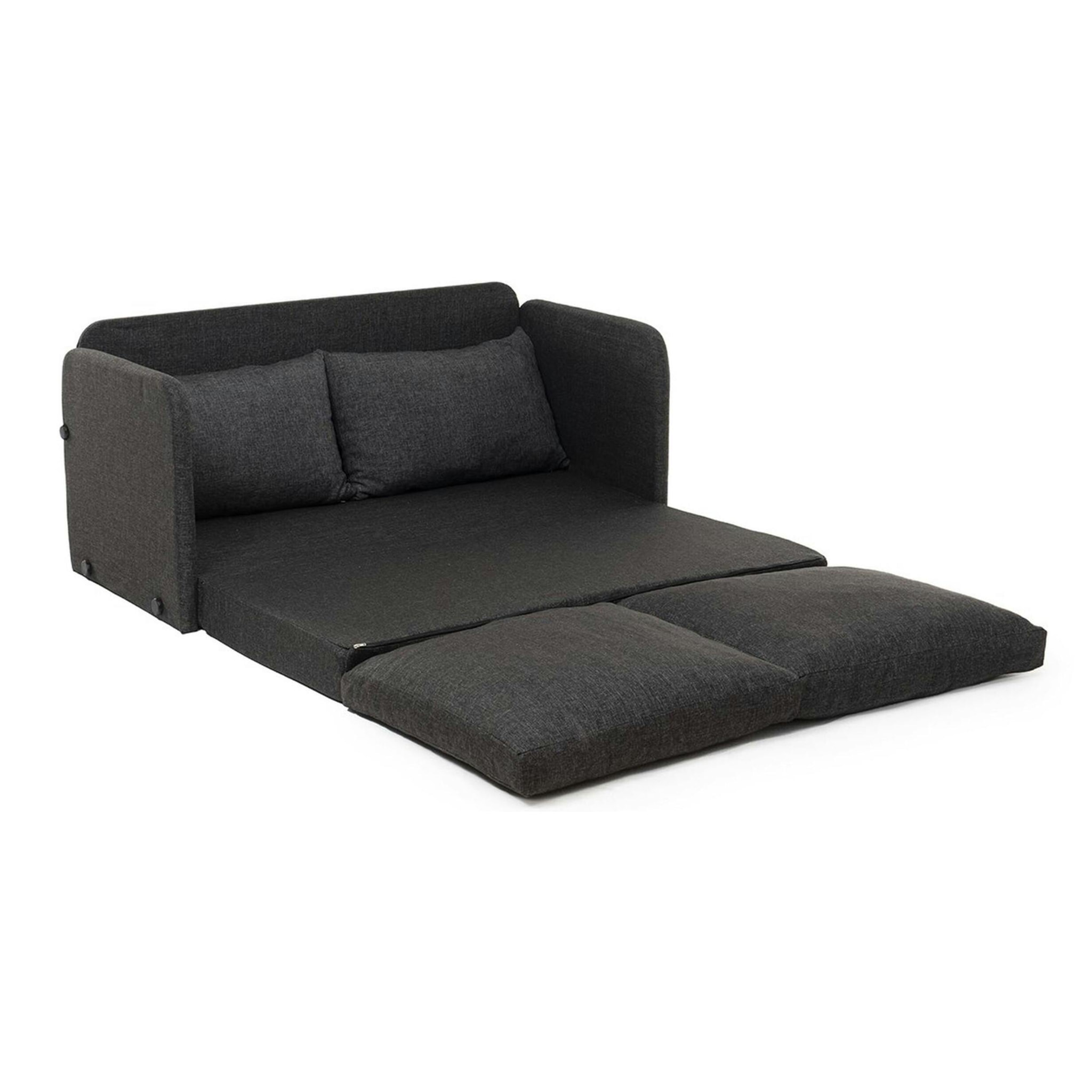 Canapé-lit en lin gris foncé, 2 personnes 140 cm ORURO