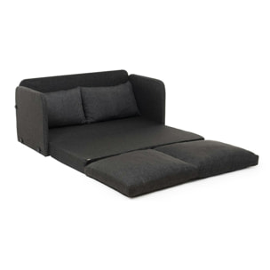Canapé-lit en lin gris foncé, 2 personnes 140 cm ORURO