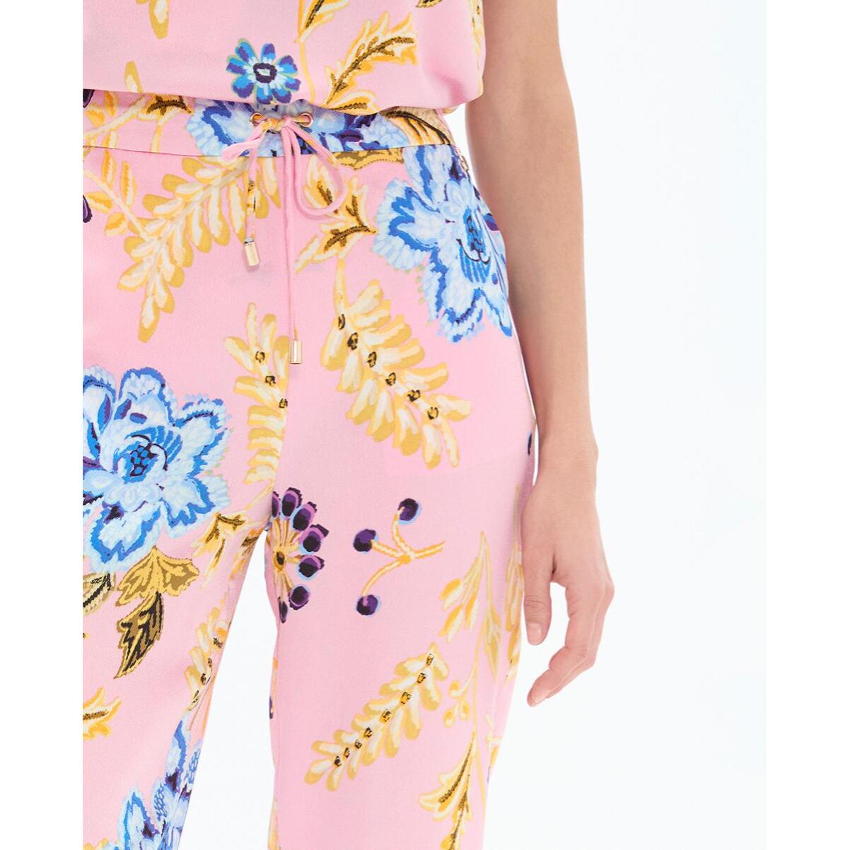 Jogger in raso con stampa floreale