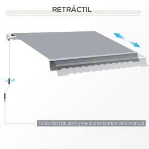 Toldo Manual Retrá¡ctil Plegable con Manivela 295x245 cm Toldo Enrollable Aluminio Protección Solar para Ventanas Puertas Balcón Terraza Exterior Gris