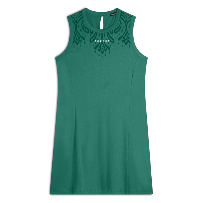 Vestito senza maniche in jersey con dettagli floreali