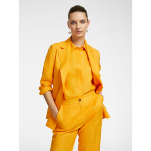 Elena Mirò - Americana de lino con bolsillos - Amarillo