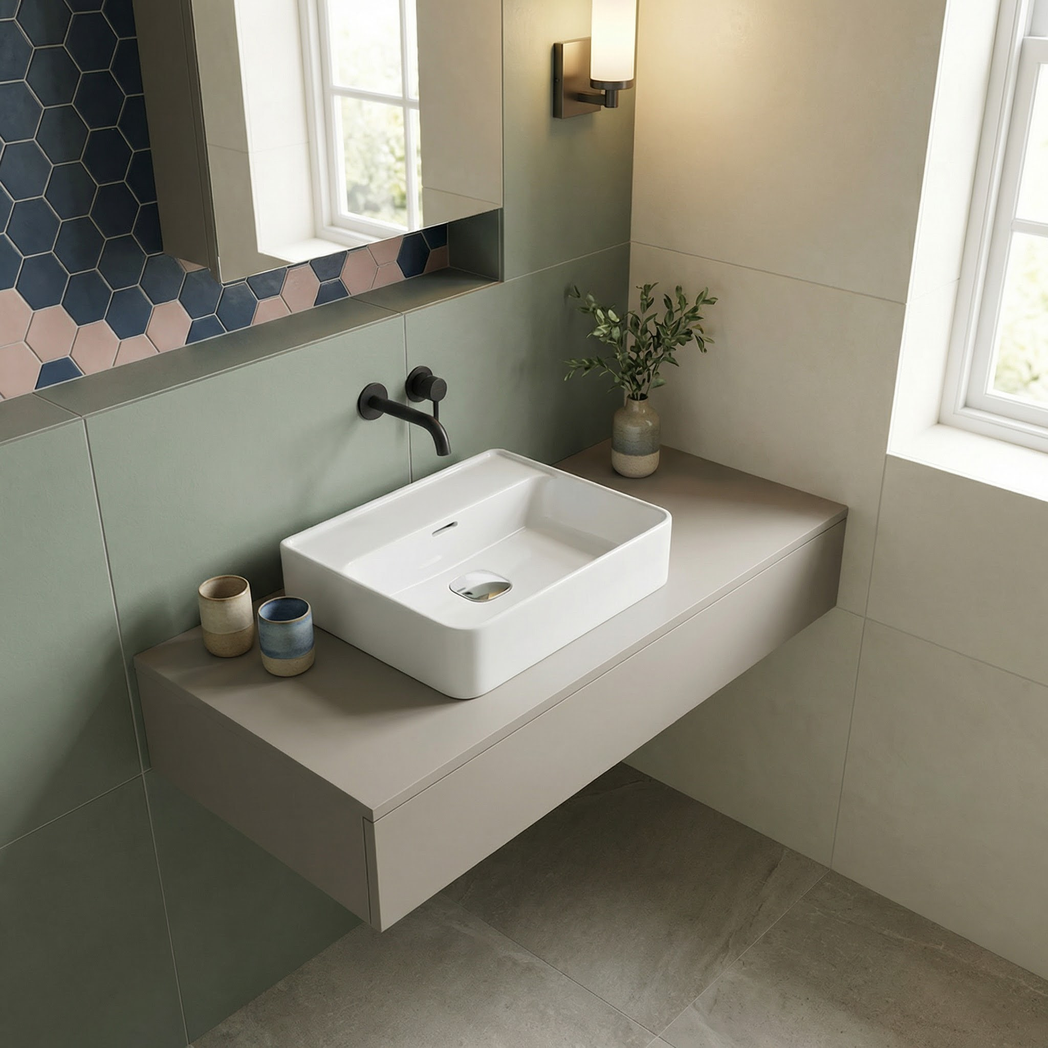 Ideal Standard Strada II Lavabo suspendu 50 x 43 cm – avec trop-plein – Bonde incluse – Blanc brillant (E239801)