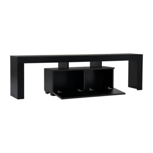 Banc TV moderne noir avec rangement - effet bois MARFA