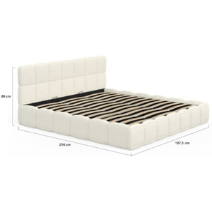 Lit coffre Bubble 180x200cm bouclette blanche