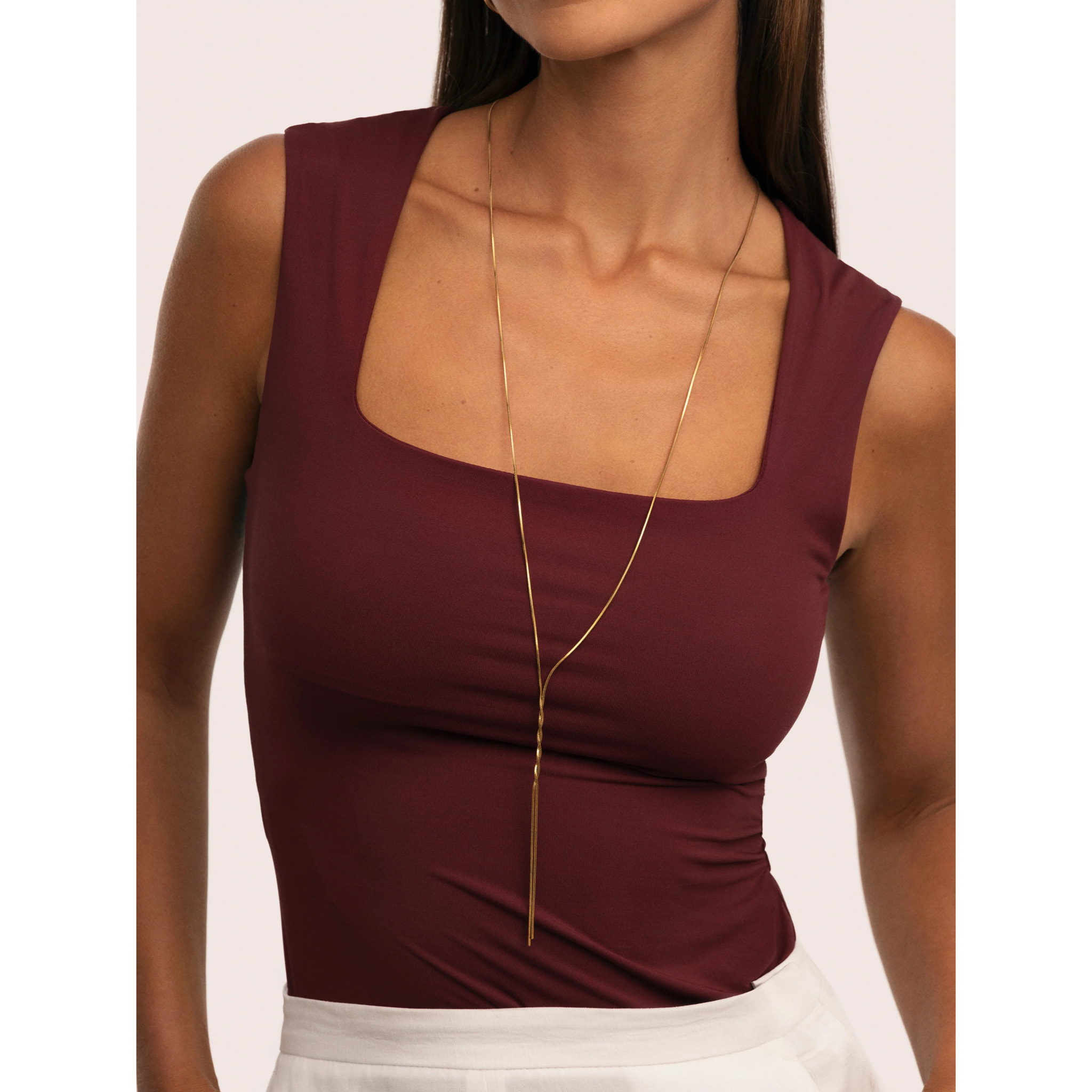 Collana Y Fine Tressia Acciao Placcato Oro