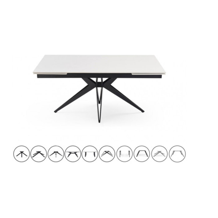 Table extensible en céramique blanc pure L160/240cm - 9 piètements - UNIK