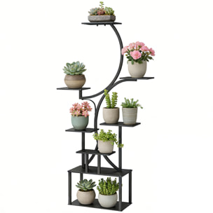 Étagère à fleurs en métal à 8 niveaux noir