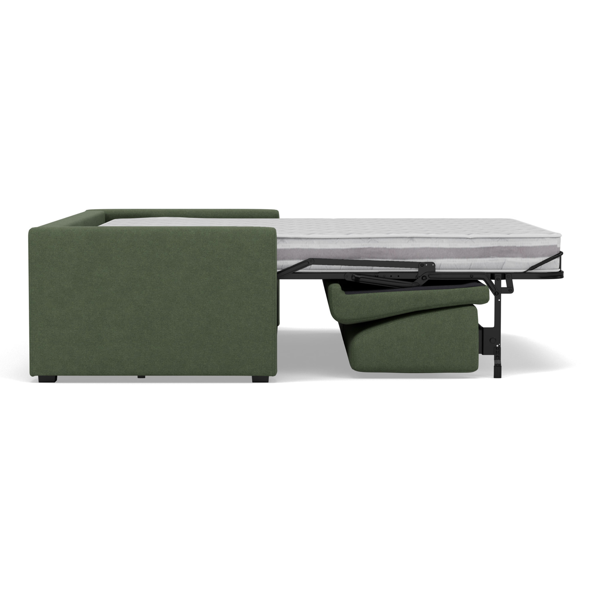Julia - canapé 3 places convertible couchage quotidien matelas 14 cm en tissu - Vert