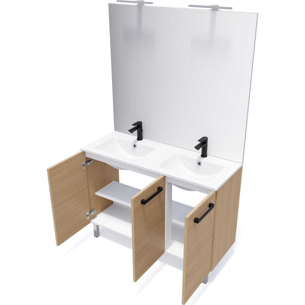 Meuble salle de bain double vasque 3 portes - CHELSEA