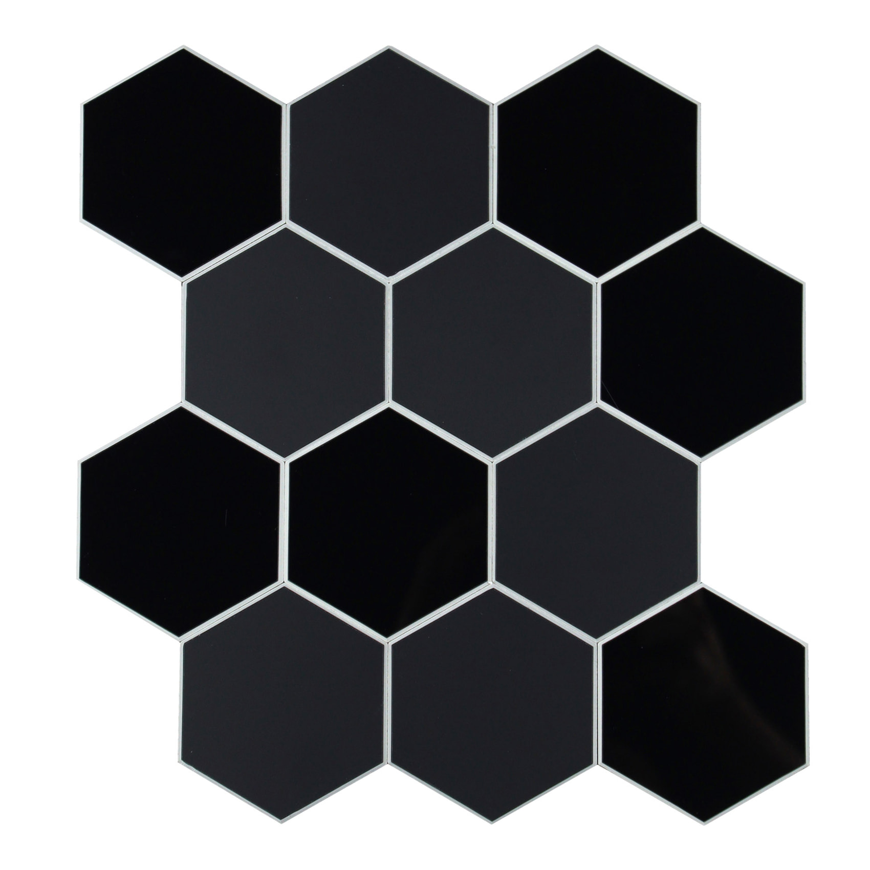 Crédence adhésive murale 3D  - Effet carrelage hexagonal 4 pièces - Noir