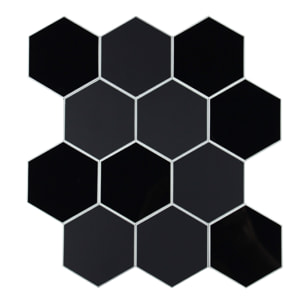 Crédence adhésive murale 3D  - Effet carrelage hexagonal 4 pièces - Noir