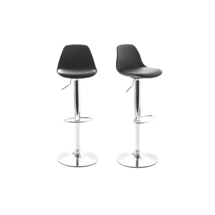 Lot de 2 tabourets de bar design noirs STEEVY