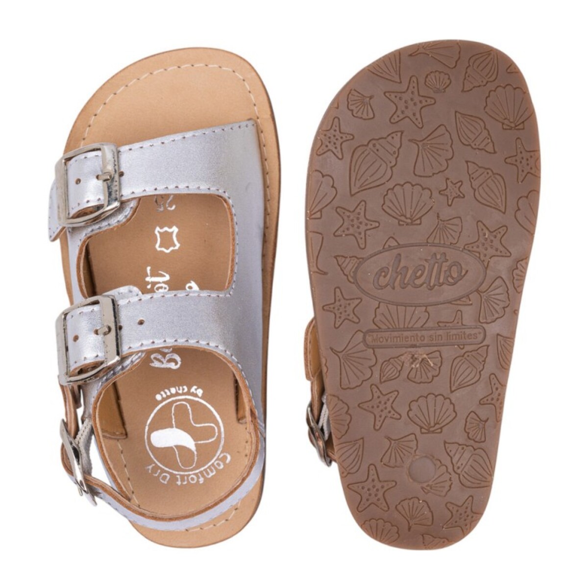 SANDALIA BAREFOOT PIEL CHETTO TIPO BIO PLATA