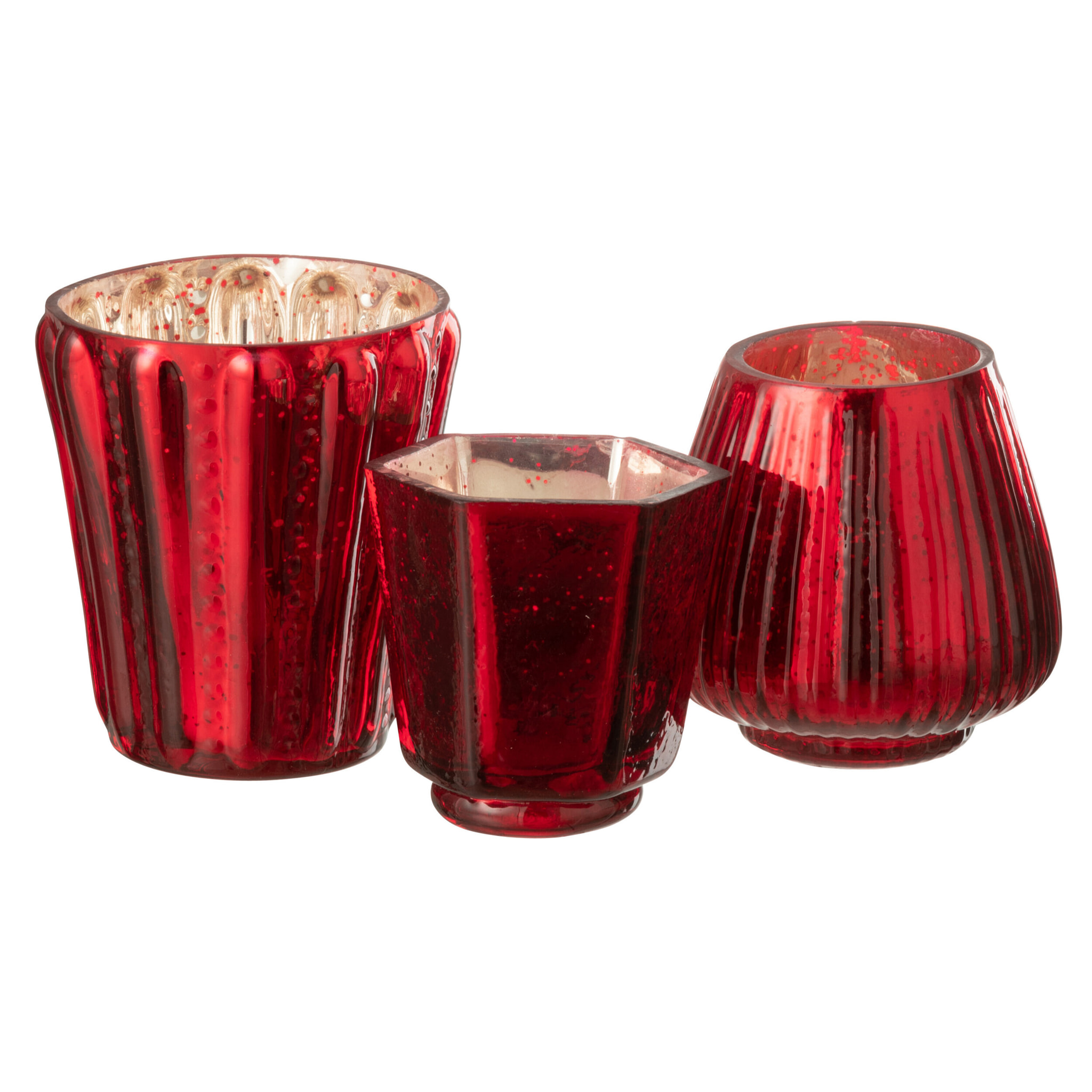 J-Line bougeoir - verre - rouge - 2 pcs