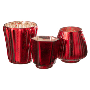 J-Line bougeoir - verre - rouge - 2 pcs