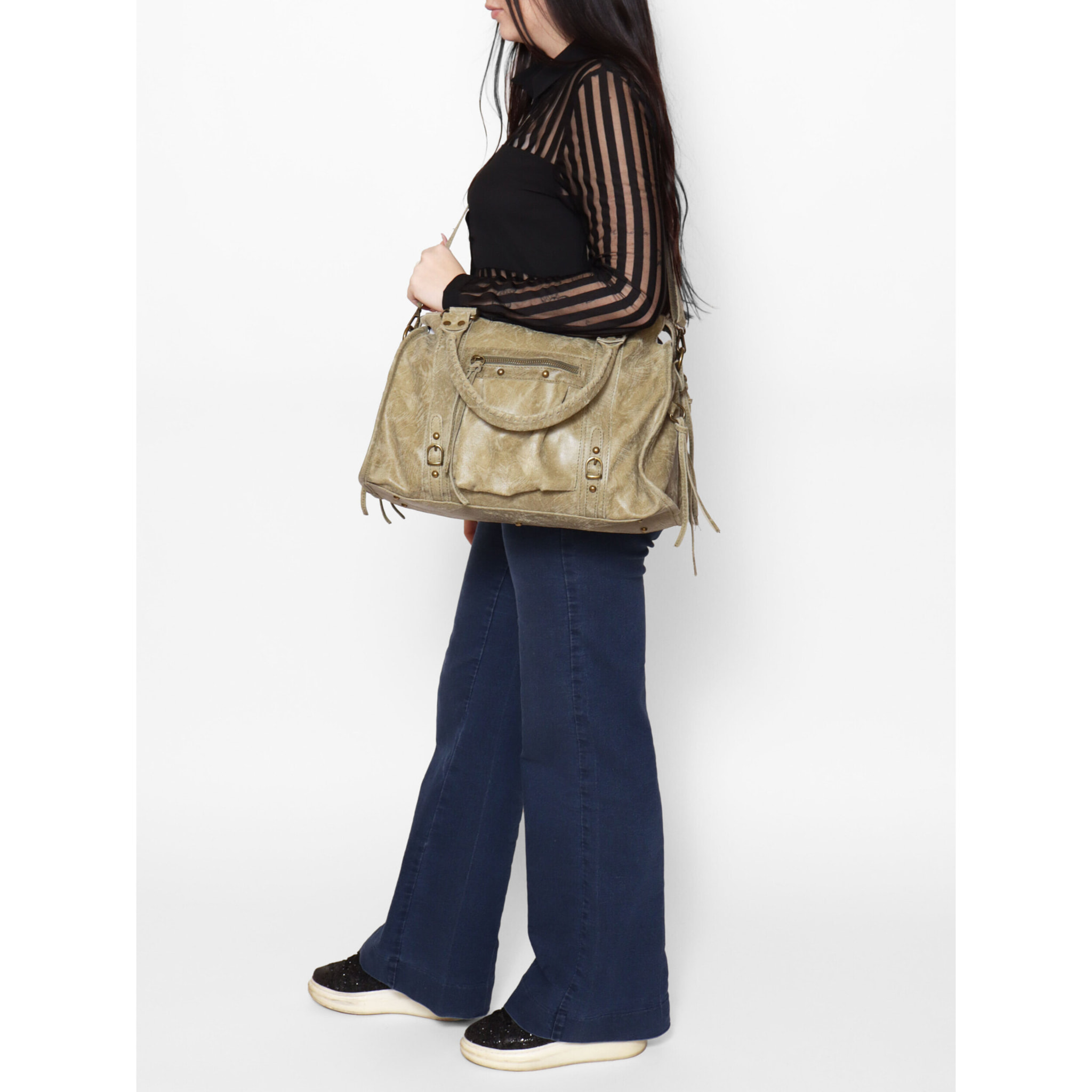 Borsa a spalla da donna - Modello Elara - Vera pelle - 41.0 x 28.0 x 13.0 cm