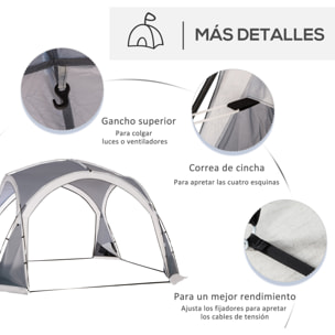 Carpa Portátil para 6-8 Personas Carpa de Camping con 4 Mosquiteros Gancho y Bolsa de Transporte Anti-UV para Pescar Senderismo 350x350x230 cm Gris y Blanco