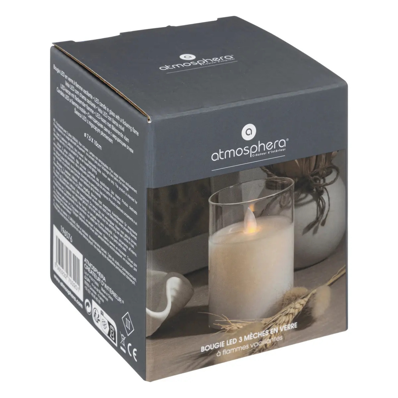 Bougie LED Sena 7,5x10cm contenant verre