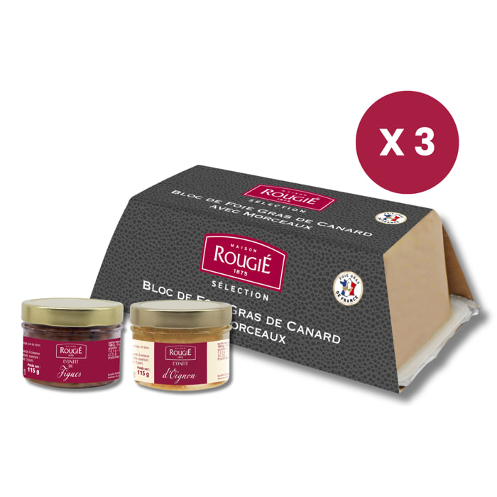 Lot de 3 - Foie gras 500g et ses confits de figues et oignons