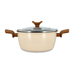 Faitout 24cm en revêment céramique et acier carbone beige PRATICOOK