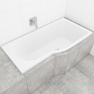 160x80 cm Beata Plus baignoire bain douche asymétrique en acrylique positionnement droite, sans pieds, blanc (BE1600PPLUS)