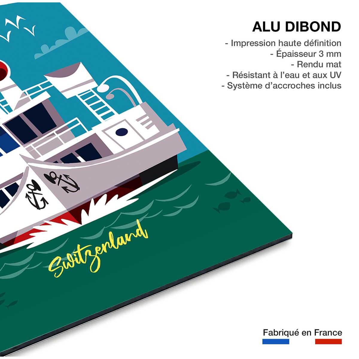 Tableau  le lac leman Tableau alu Dibond